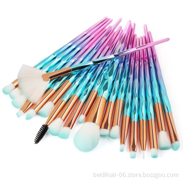China Factory Outlet Customized Label Portable 20 pcs Makeup Brush Set Kit with Box Foundation Eyeshadow Lips Brush